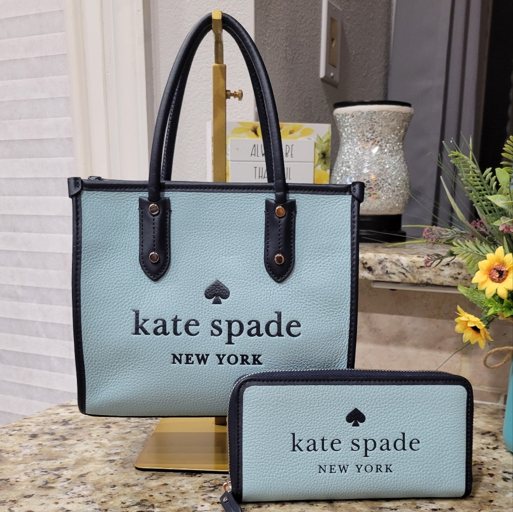 Kate Spade Ella Tote In Blue Colorblock With Matching Wallet